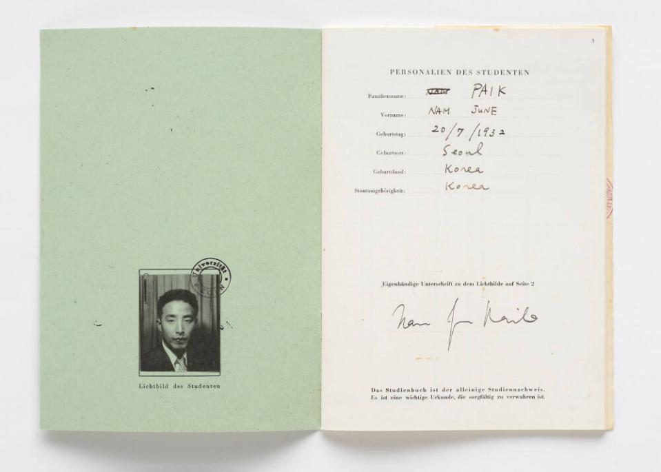 Nam June Paik: Academic Transcript from the University of Cologne